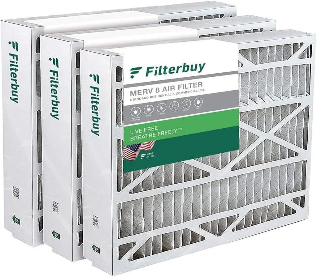 Filterbuy 20x25.25x3.5 MERV 8 Pleated HVAC AC Furnace Air Filters for Aprilaire Space-Gard 102/2120 (3-Pack)