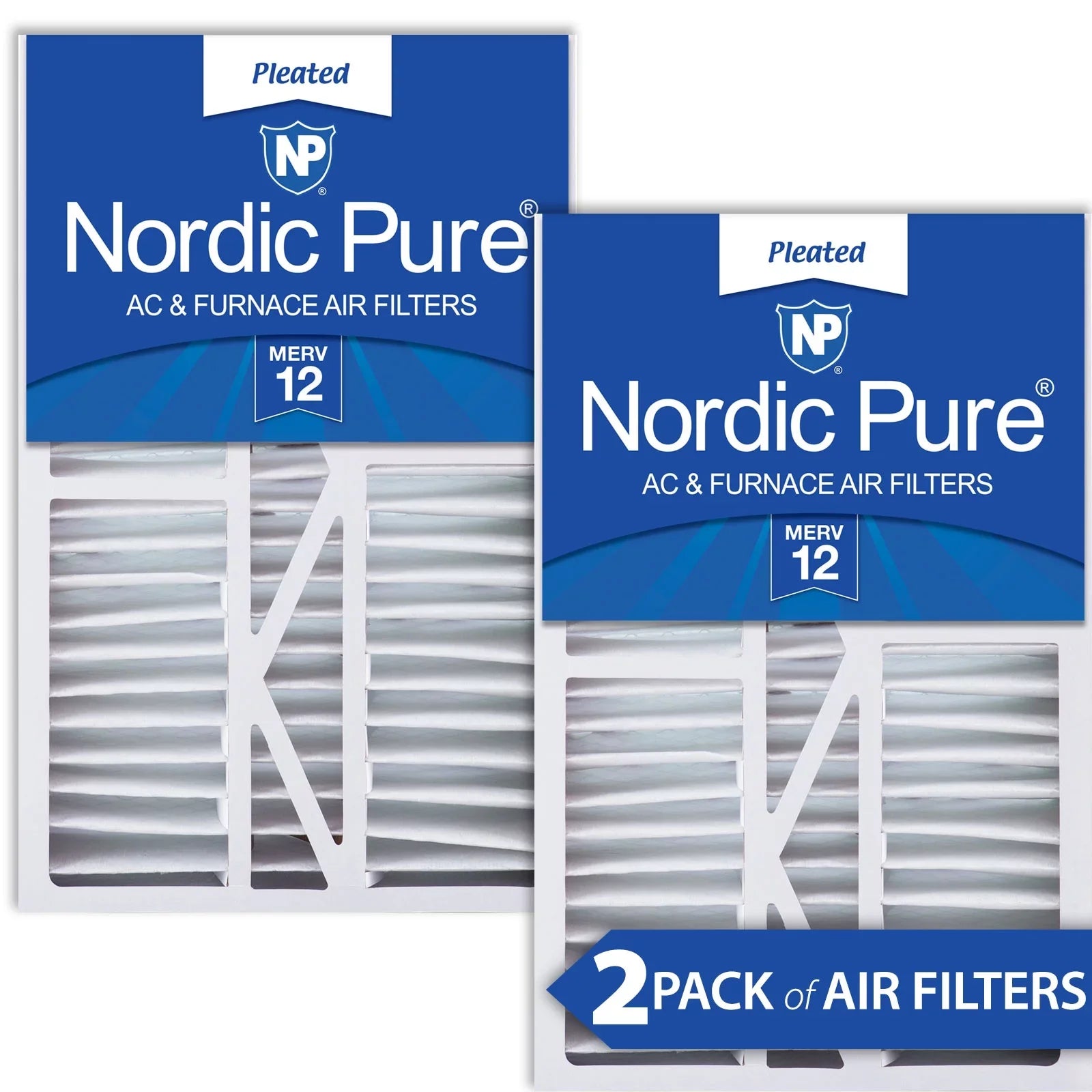 16x25x5 1/4 (5.25) Goodman/Carrier/Amana Replacement MERV 12 Air Filters 2 Pack