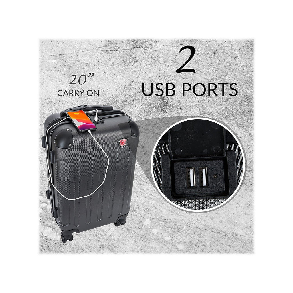 DUKAP Chipset 2-Piece Plastic Luggage Set Black (DKINT0SM-BLK)