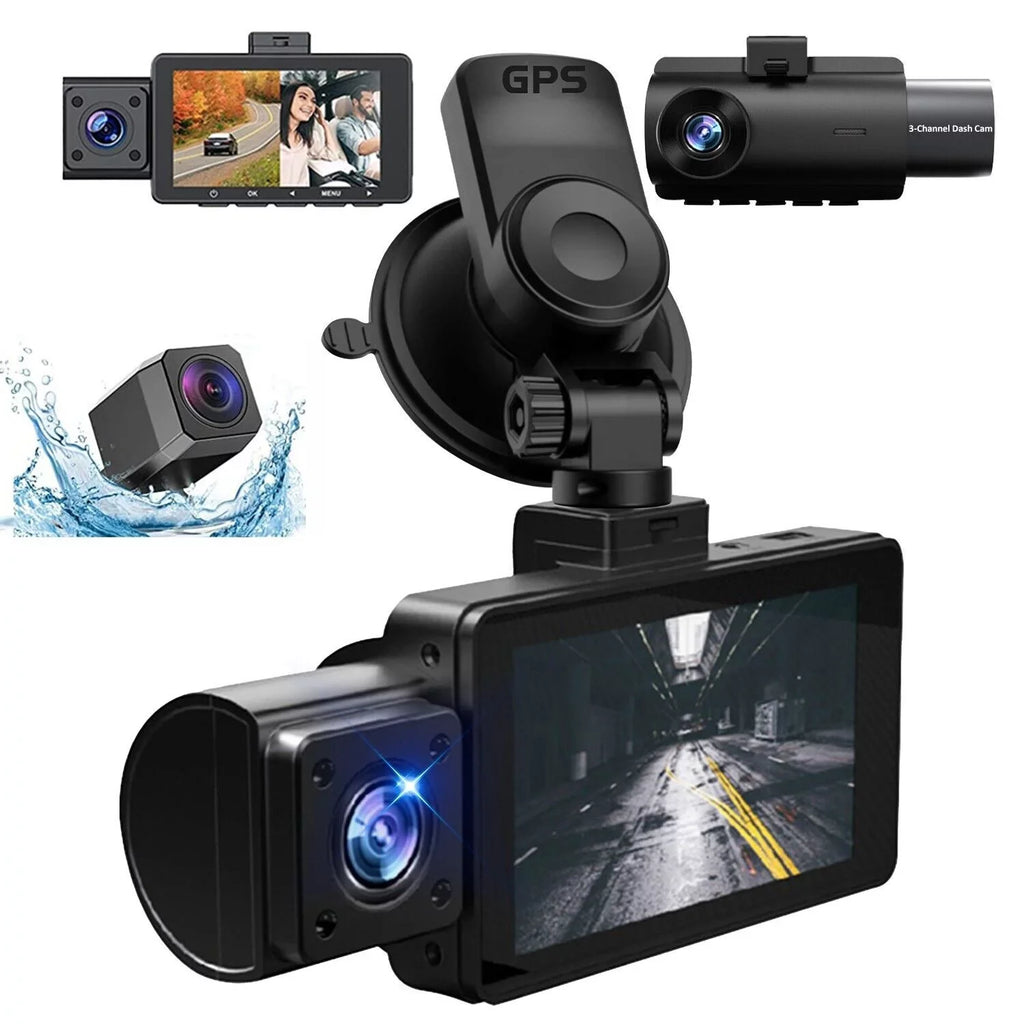 3 Lens Cars True 4K Dual Dash Camera Front & Rear WiFi&GPS Track Video Recorder