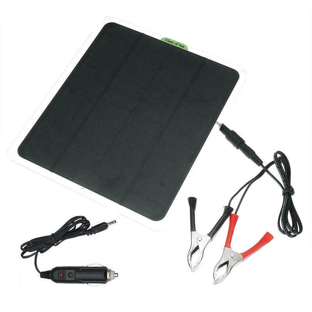 occkic 20W 12V/5V Monocrystalline Charging Flexible Solar Panels with Battery Clips for Cars RV Yachting Charger Outdoor Charger