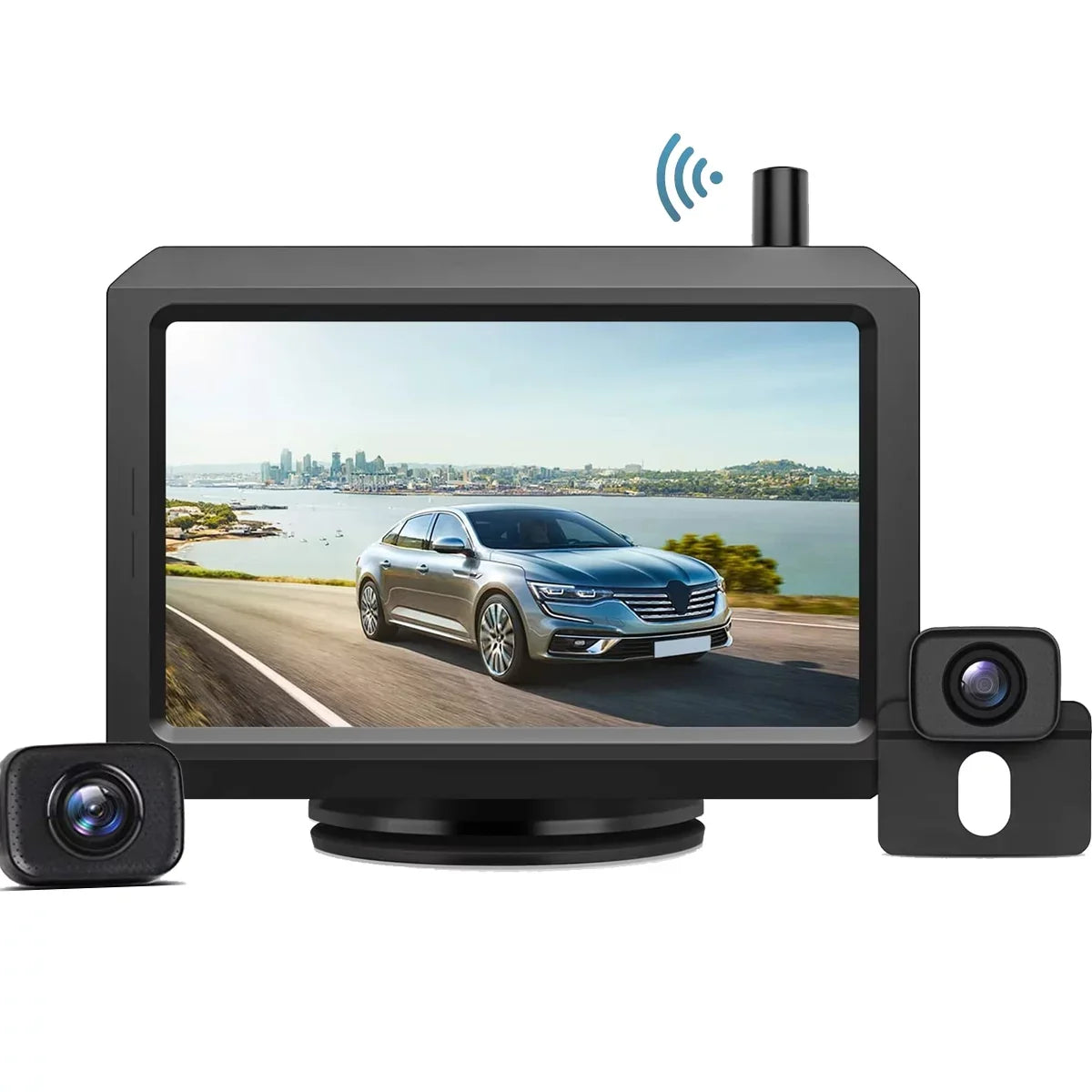K7 Pro HD Wireless Backup Camera Kit with Dual Camera, 5″ TFT-LCD HD Monitor and Fluid Rear View Camera for Car, SUV, Van, Mini RV, Pickup