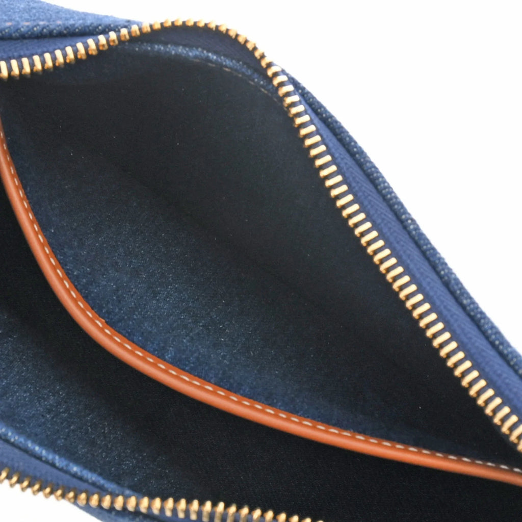 Pre-Owned CELINE Ava Blue 193952DKA Women's Denim Leather Handbag (Like New)