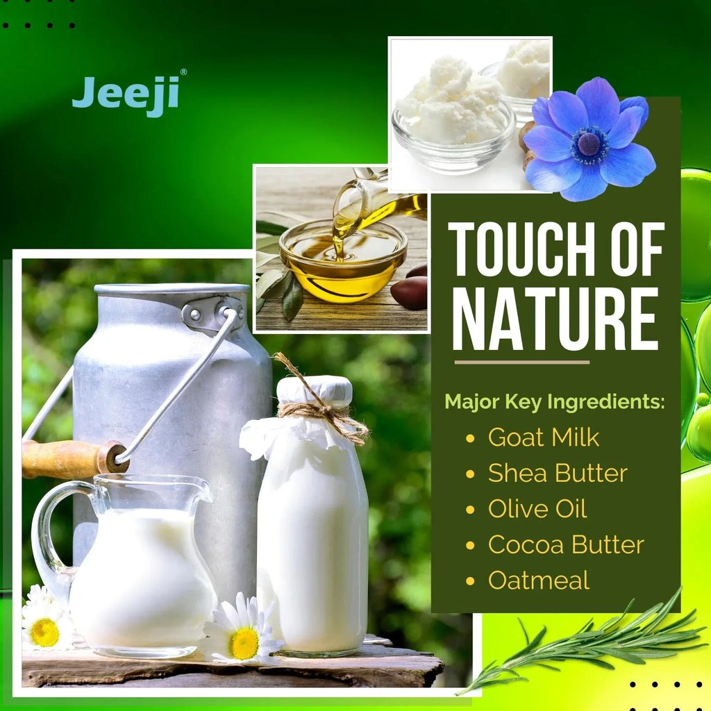 Jeeji | Baby Bathing Bar | Purely without Soap | Mild, Pleasant & Moisturizing | Goat Milk, Shea Butter, Oat Meal, Olive Oil and More | Natural Soft | For Daily Gentle Us