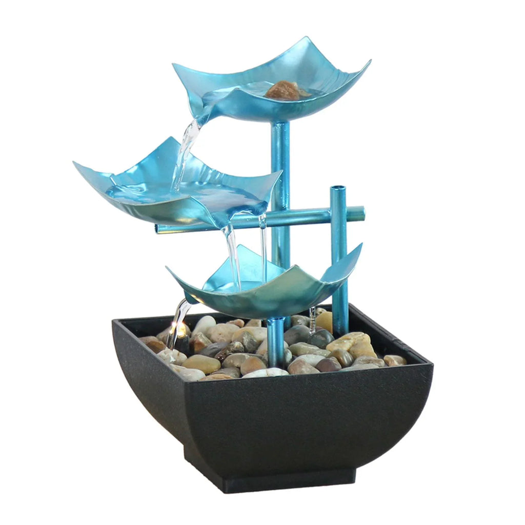 Menolana Tabletop Liquid Fountain, Indoor Liquid Fountain Desk with Circular Liquid Flow with River Rocks for Home Living Room Garden