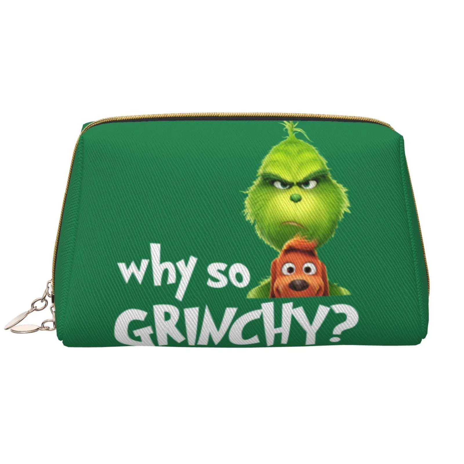 Funny Grinch Cosmetic Bag Makeup Organizer Leather Portable Pouch Gift Travel Toiletry Bag Storage Purse