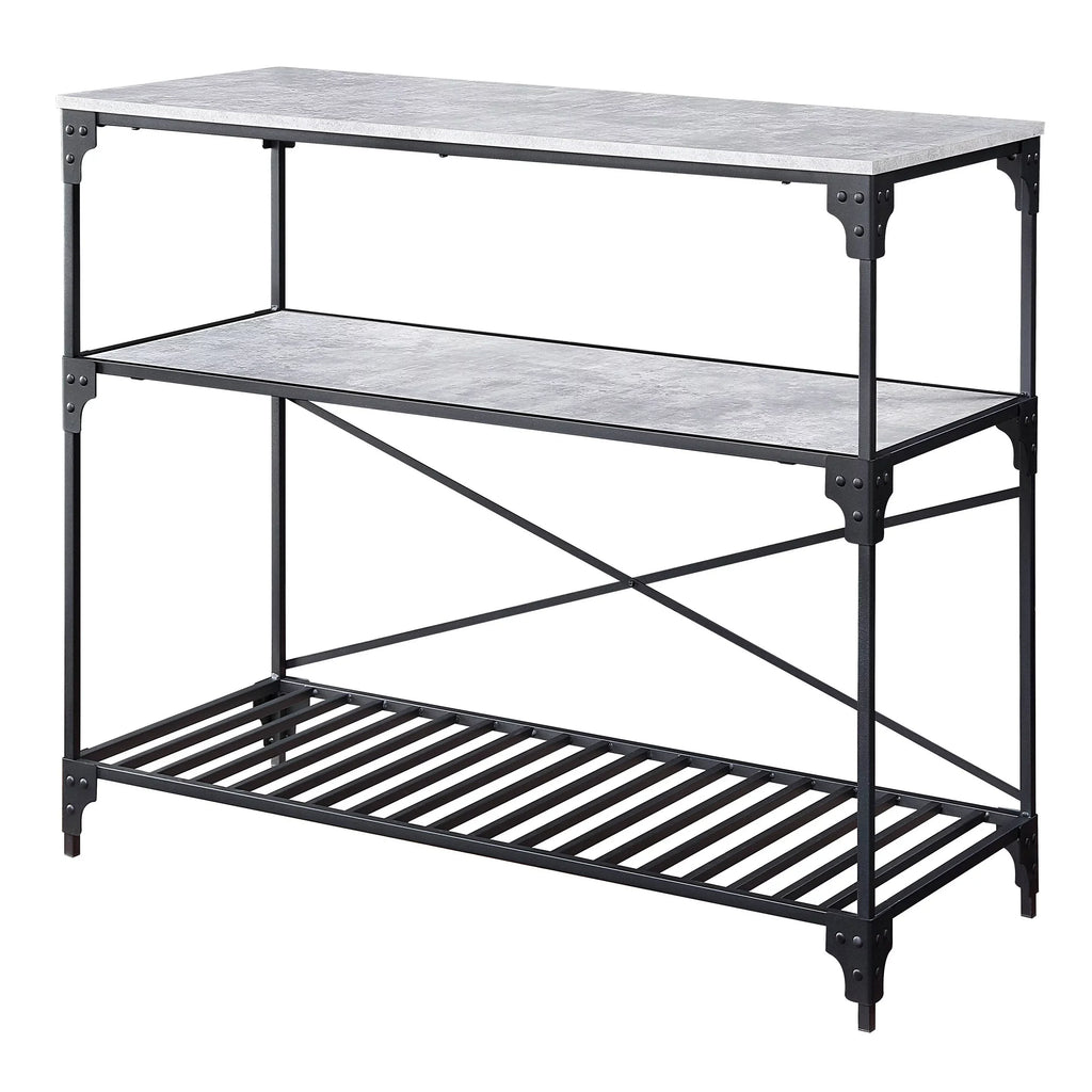 Faulkner Black and Concrete 2-shelf Kitchen Island
