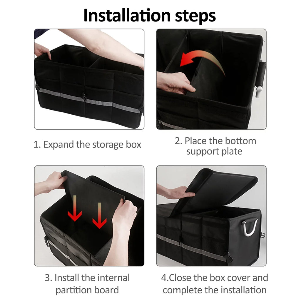 Walmart Car Trunk Storage Box with Reflective Strip 55L Convenient and Spacious Automotive Cargo Organizer for Your Car
