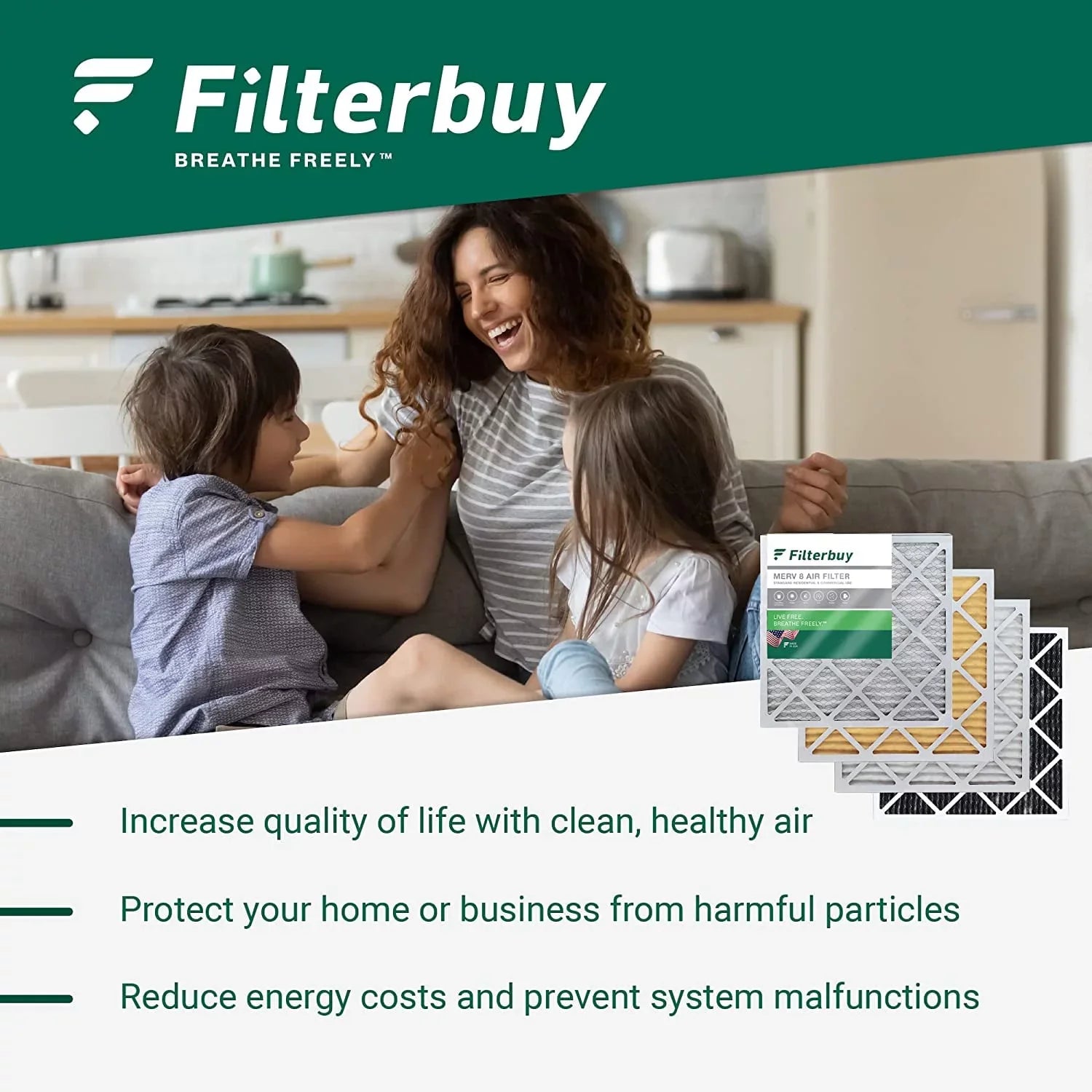 Filterbuy 14x18x1 MERV 11 Pleated HVAC AC Furnace Air Filters (4-Pack)