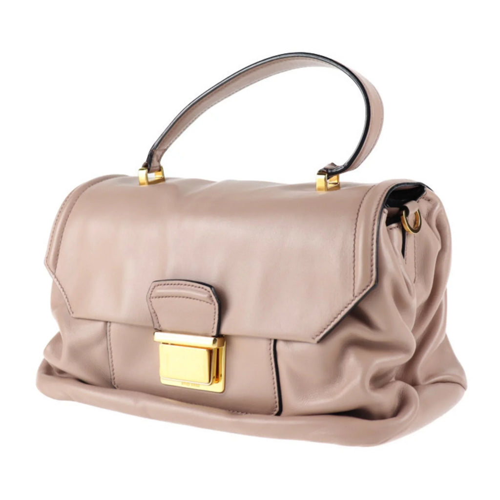 Pre-Owned Miu Miu MIUMIU handbag RN1079 leather CAMMEO pink beige 2WAY (Good)