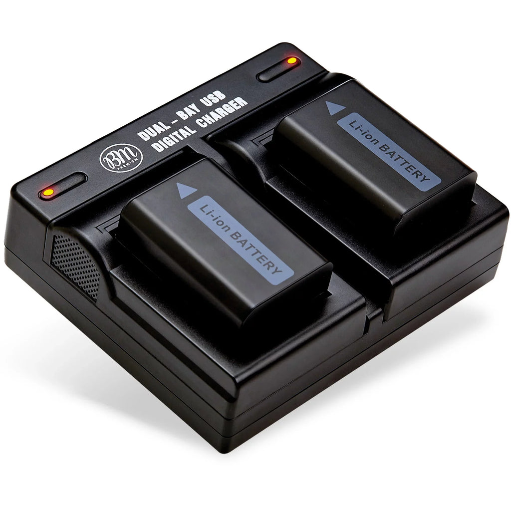 BM 2 NP-FW50 Batteries and Dual Charger for DSC-RX10 II, III, IV Alpha 7 a7 A7 II a7R A7s II a3000 a5000 a6000 A6100 a6300 a6400 a6500 Cameras