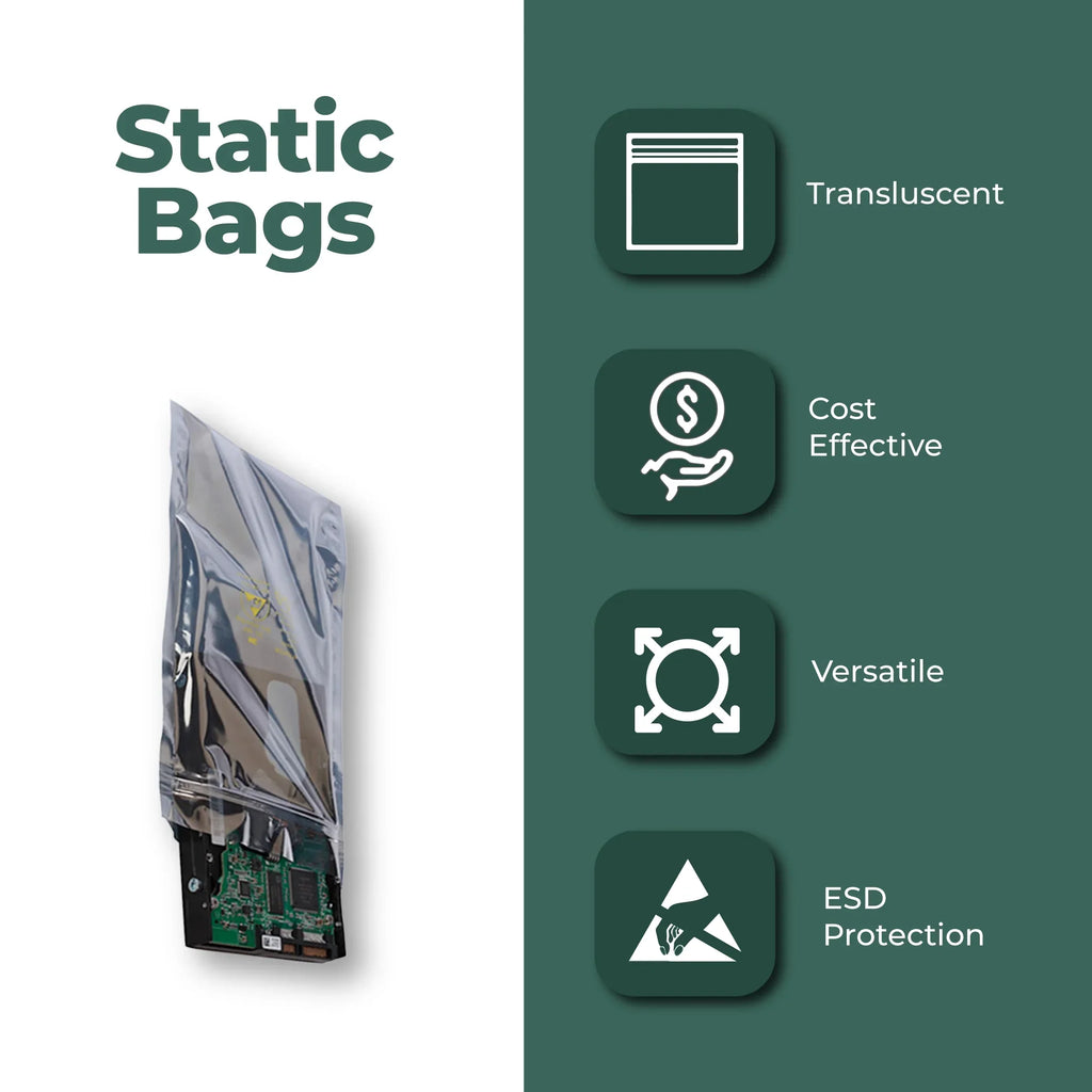 3 Mil Metallic Conductive Transparent Bags 6" x 10" High-Quality 100/CS Dependable ESD Protection
