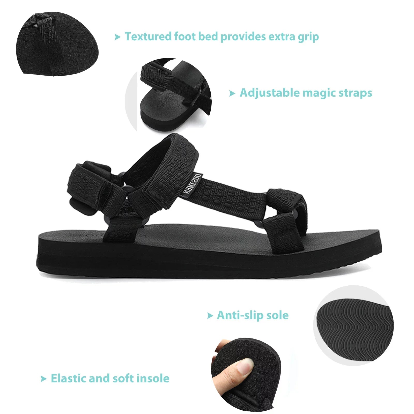 OUSIMEN Women's Sandals Casual Summer Quick-Drying Sandals with Arch Support Outdoor Hiking Sandals Light-Weight Shoes