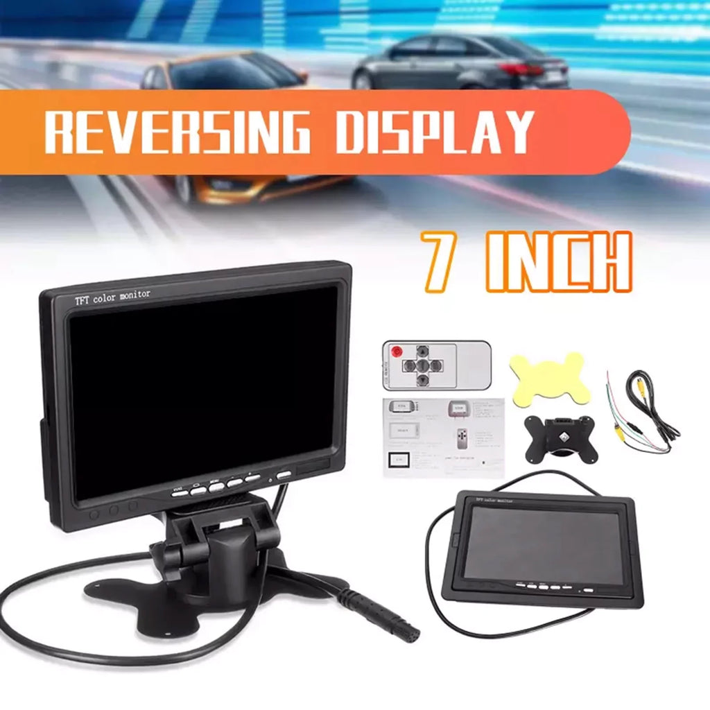 Aibecy 7 Inch HD Monitor Display Display TFT Car Monitor Monitor HD 1024x600 Display AV Input Built-in Speaker For Trucks Bus RV Trailer Reverse Rear View Backup Camera