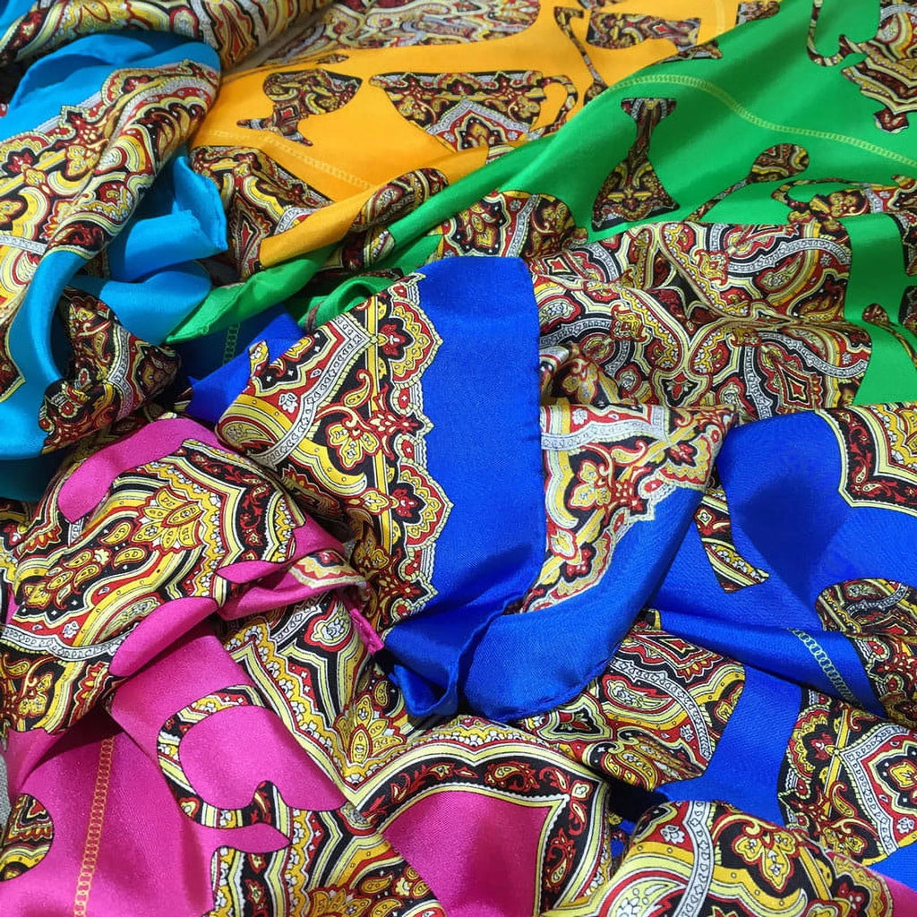 Noble Heritage Silk Shawl 6x36 inch Dark blue Traditions of Faberge Silk Square Shawl