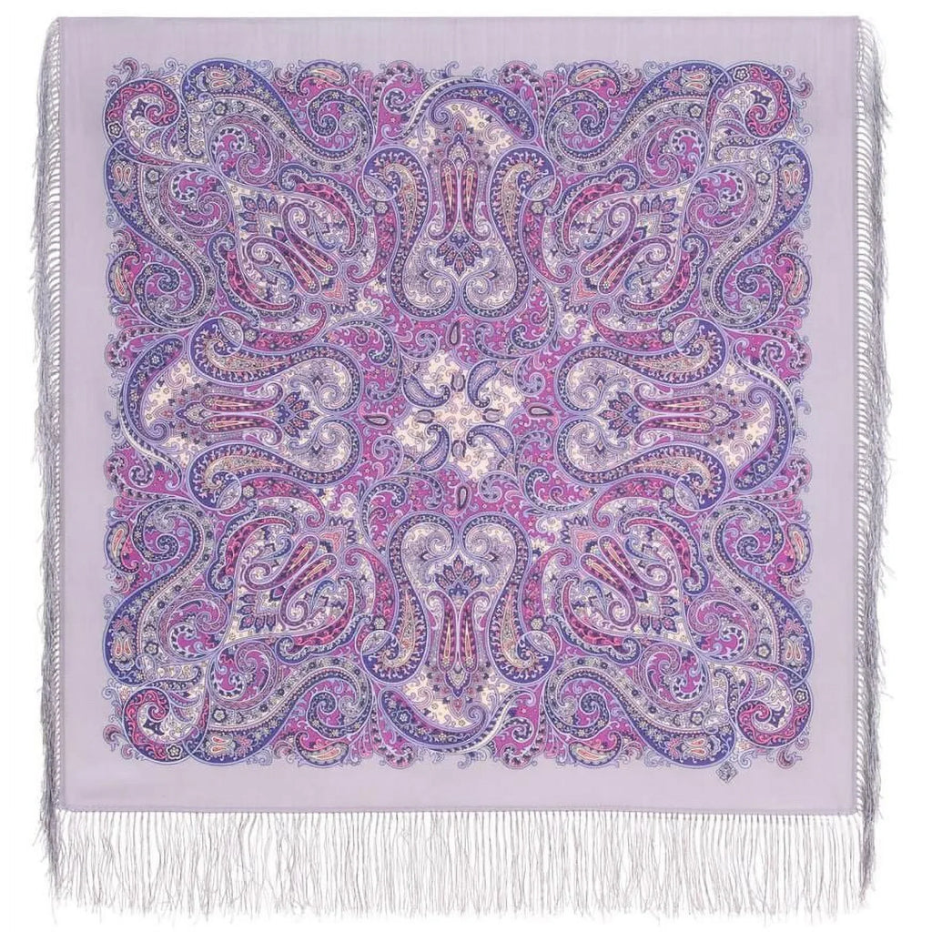 Spring Storm Pavlovo Posad Wool Shawl in Lilac