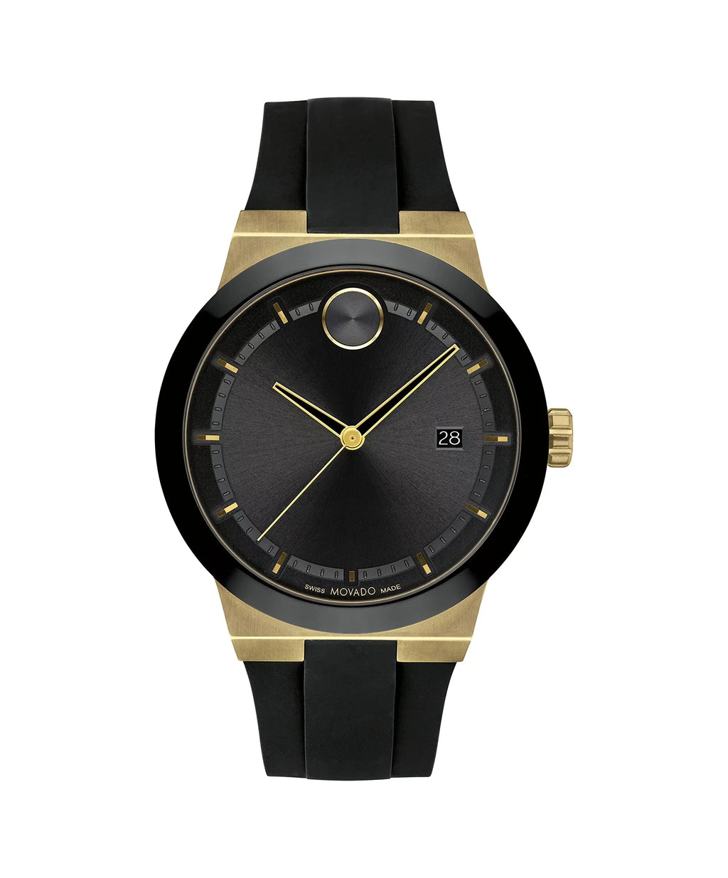 Movado Bold Fusion Swiss Ion-Plated Gold Steel Case, Silicone strap Men's Watch