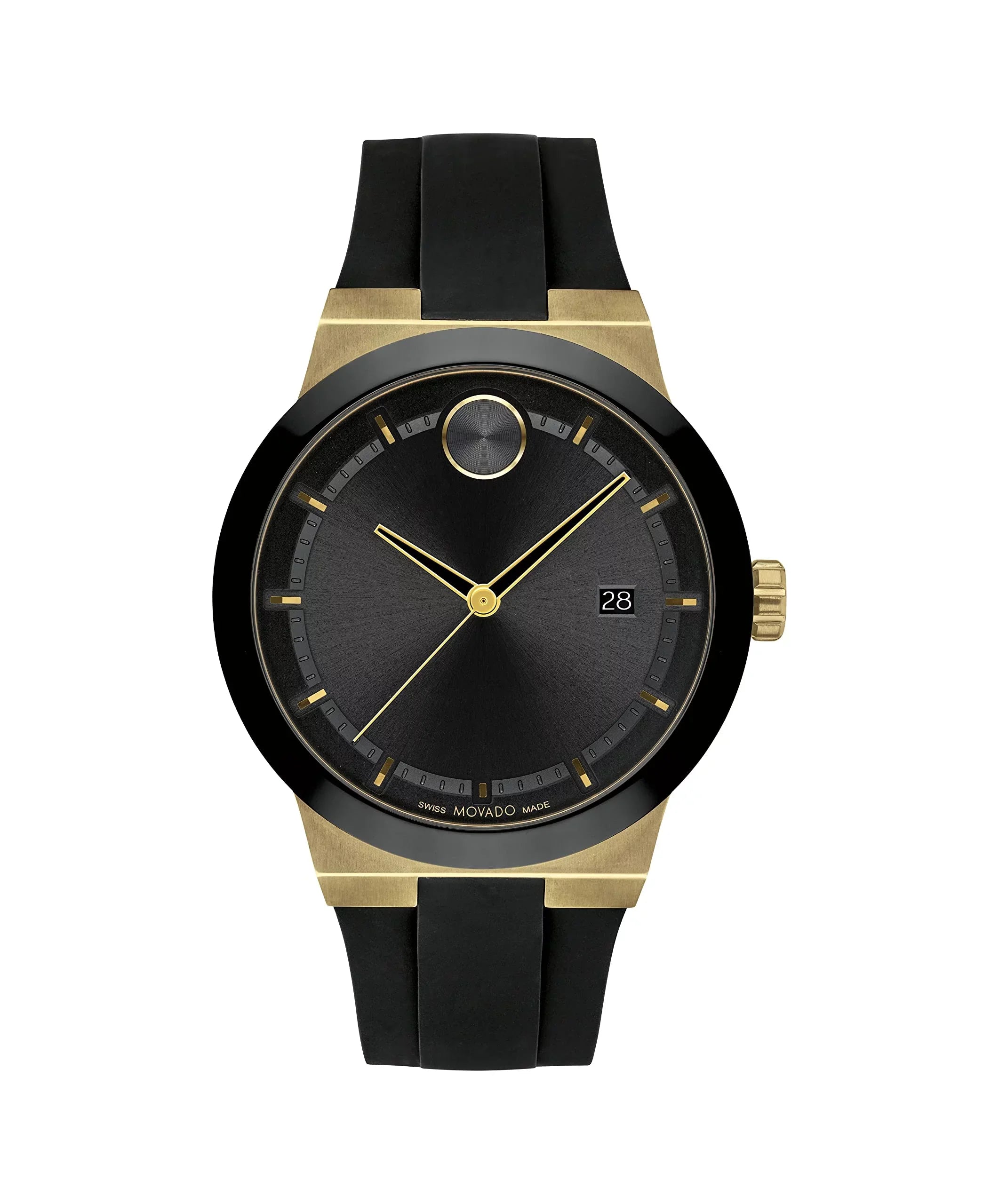 Movado Bold Fusion Swiss Ion-Plated Gold Steel Case, Silicone strap Men's Watch