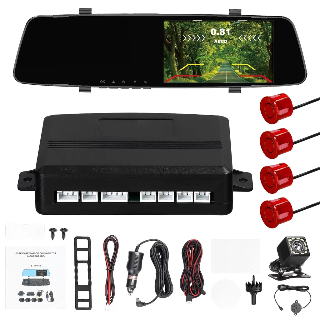 Dazzduo Dash Camera,Dash Camera Rear Dual Camera Dual Camera 4.3 Radars Rear Dual Inch Display Support Reverse Radars Rear 4.3 Inch Monitor 1080P DVR Dash Camera 4.3 Inch 4 Reverse Radars Rear 1080P 4