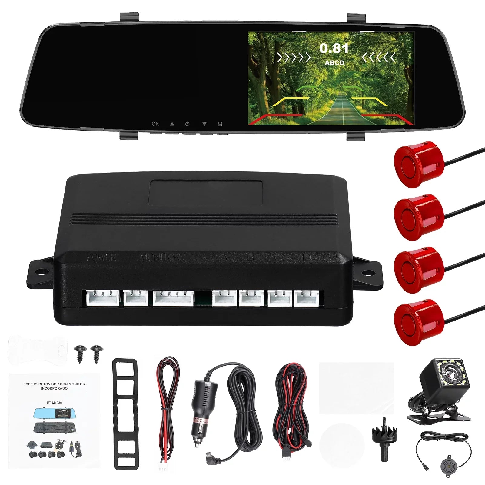 Dazzduo Dash Camera,Dash Camera Rear Dual Camera Dual Camera 4.3 Radars Rear Dual Inch Display Support Reverse Radars Rear 4.3 Inch Monitor 1080P DVR Dash Camera 4.3 Inch 4 Reverse Radars Rear 1080P 4