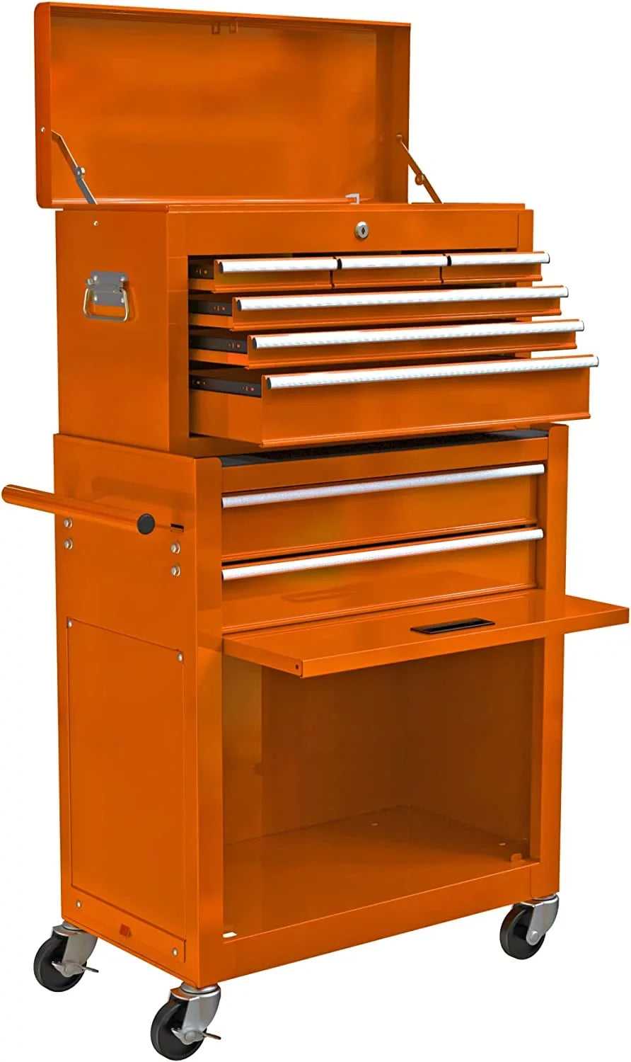 LoLado 8 Drawer Rolling Tool Chest with Wheels, High Capacity Tool Storage Cabinet & Tool Box Cart, Lockable Rolling Tool Chest with Drawers, Toolbox Organizer for Garage Warehouse Workshop - Orange