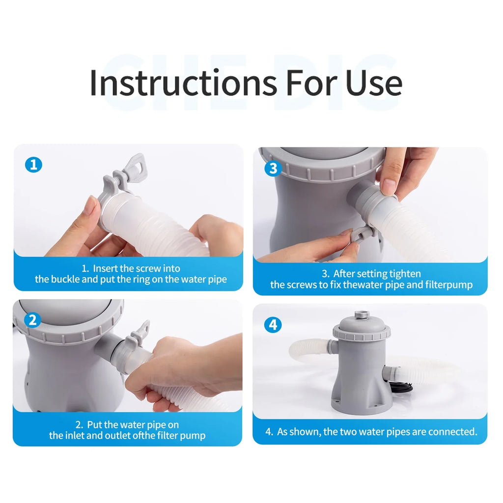 CACAGOO Pool Filter Pump 330 GPH Paddling Pool Electric Fluid Pump With 2 Pool Filter Cartridge Pool Pumps