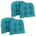 19 in. U-Shaped Microsuede Tufted Dining Chair Cushions, Aqua Blue - Set of 4