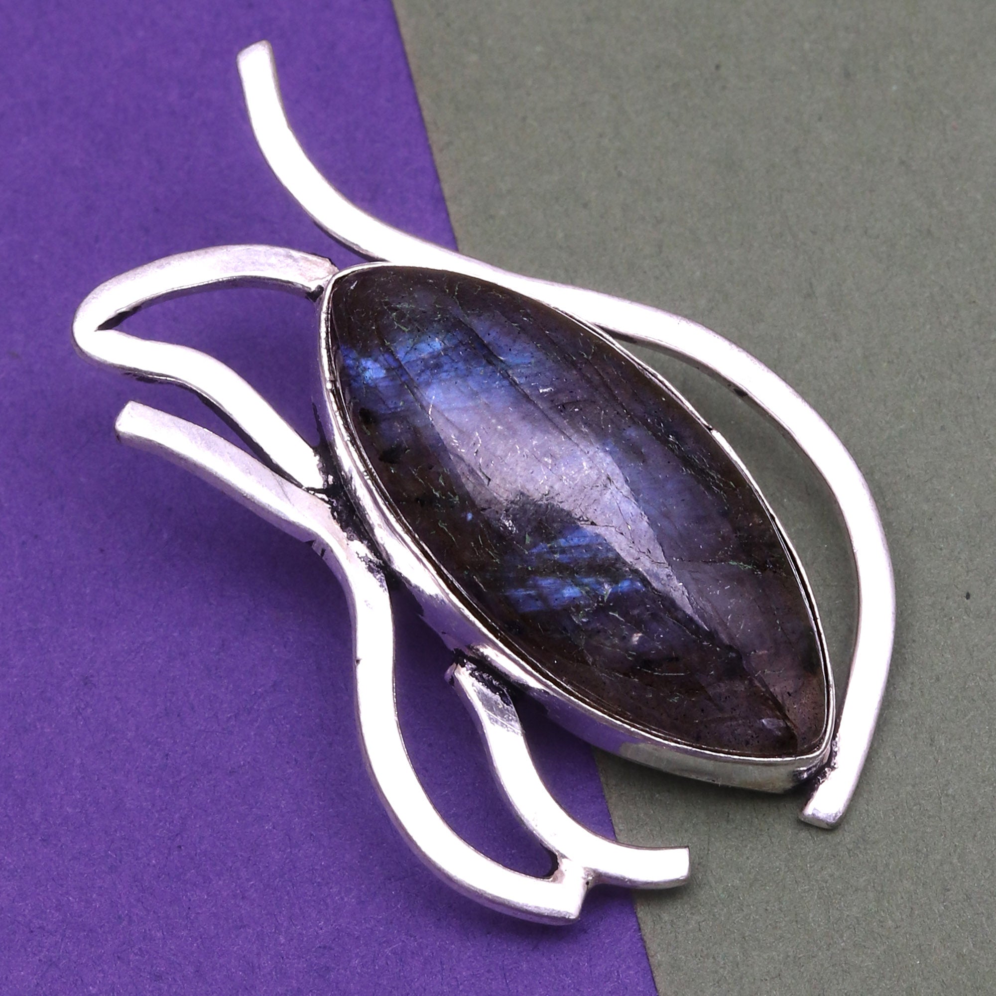 Silver 925 Sterling Garnet Gemstone Necklace Labradorite Jewelry Handmade