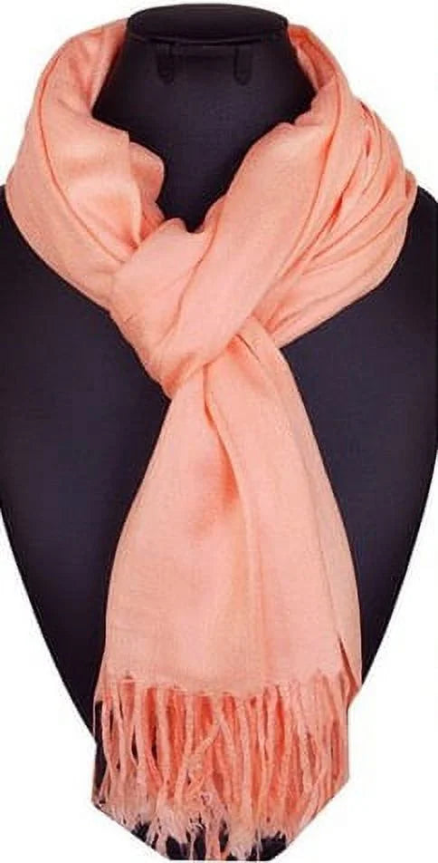 Set of 10 Peach Pashmina Scarf Shawl, Bridesmaid Shawl, Bridal Wrap, Wedding Shawl