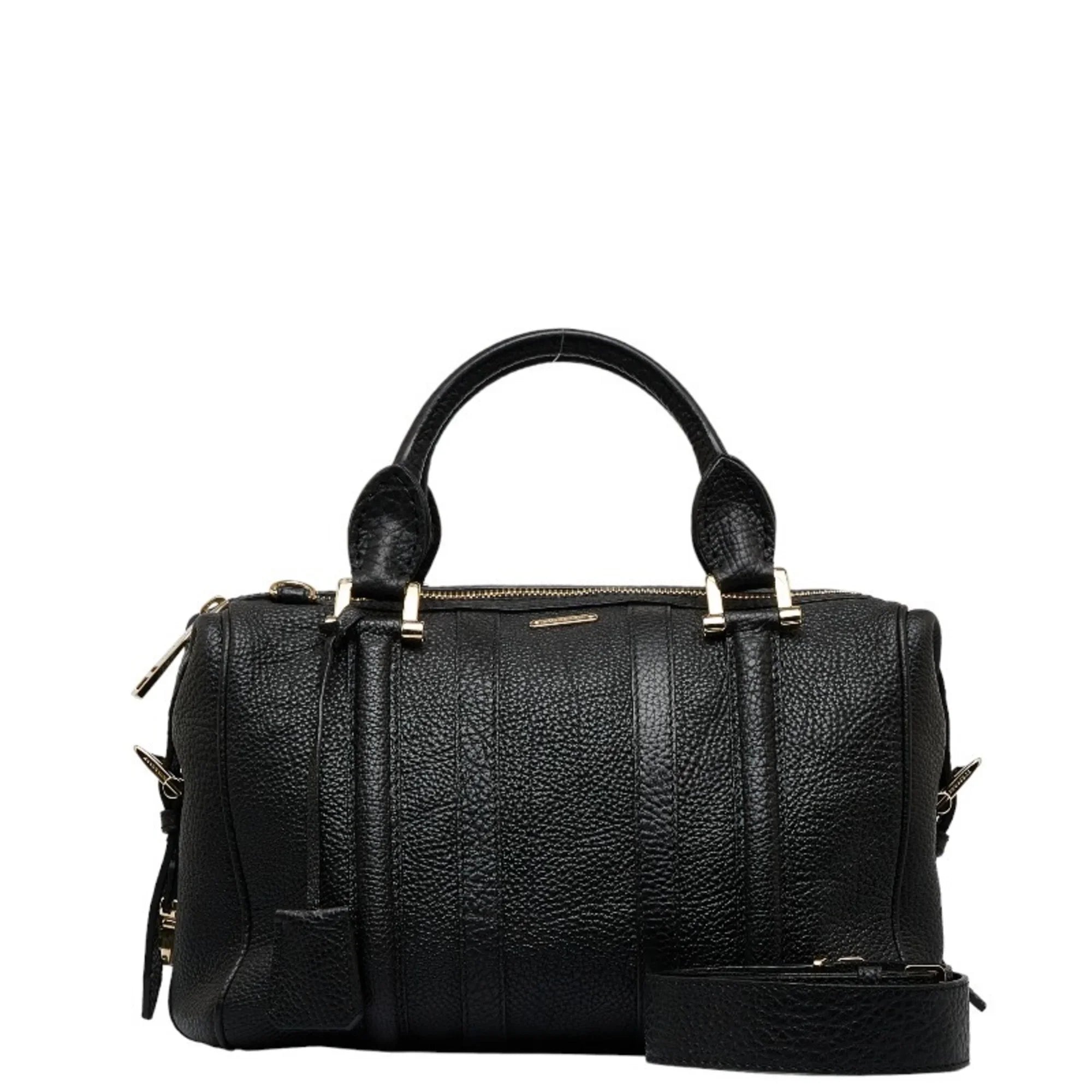 Pre-Owned Burberry Side Belt Metal Handbag Shoulder Bag Black Grain Calf Leather Women's BURBERRY (Good)
