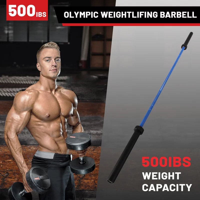Olympic Bar Solid Chrome Barbell Weights Lifting Power Lifting Hard Chrome Barbells Blue,500 pound