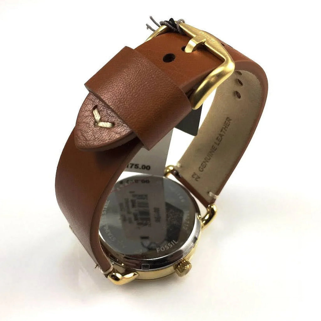 Fossil Men's The Commuter Twist ME1166 Gold Leather Japanese Quartz Fashion Watch