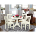 HomeStock Retro Relaxation 5 Pc Kitchen Table Set With A Dining Table And 4 Wood Seat Kitchen Chairs In Linen White