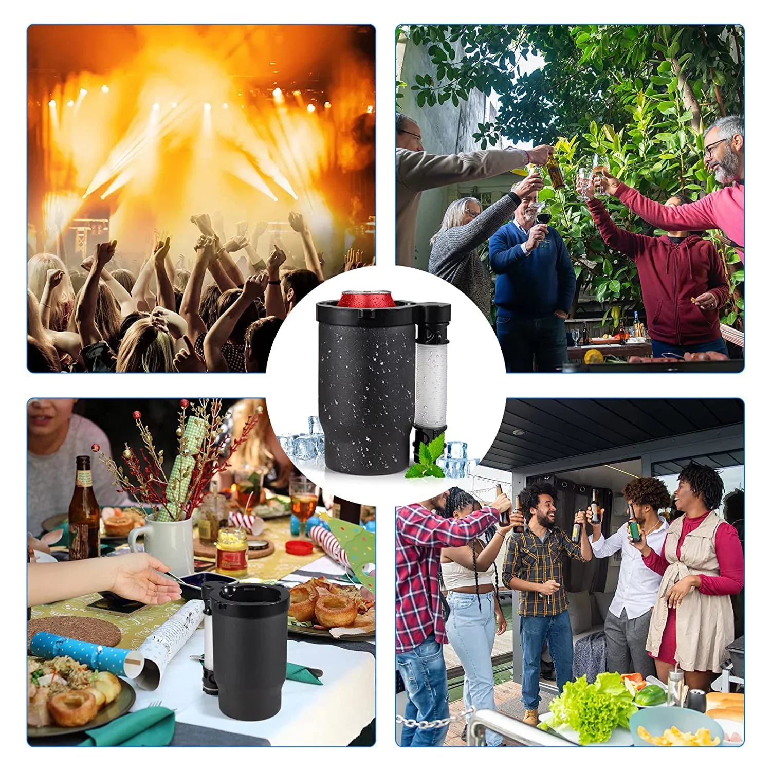 Jahy2Tech Portable Can/Bottle Cooler Cup with 2 Detachable Expandable Hose and Bottle Opener Keychain,Hose Funnel Cup for Beverage Drink, Built for Party Bottle Bottle Drinking Funnel(Black)