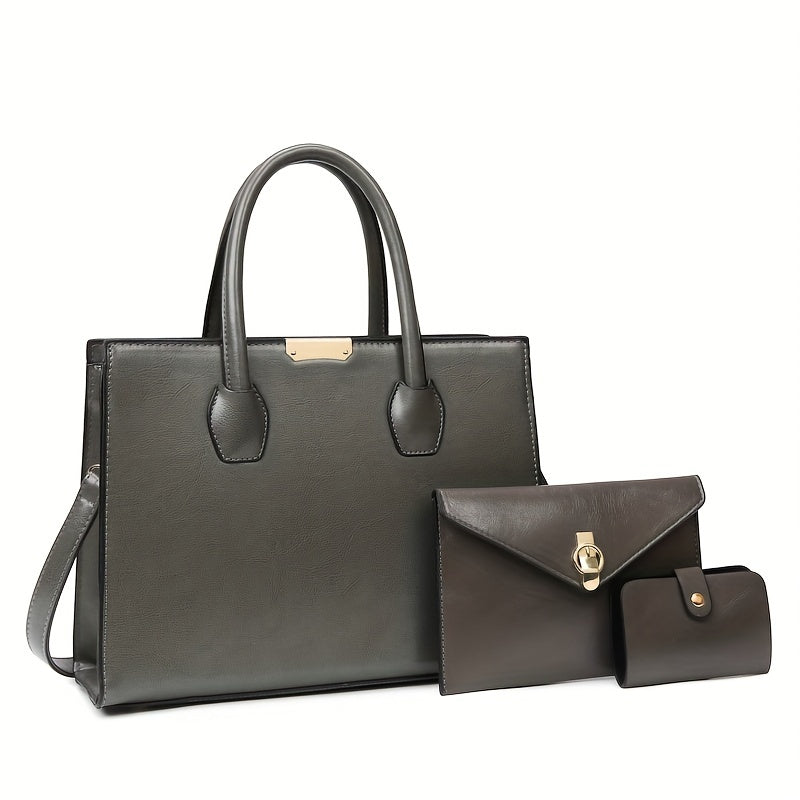 MICHROE Vintage Vegan Tote Bag Set Top Handle Satchel Women‘s Luxury Handbag Shoulder Purse & Crossbody Bag