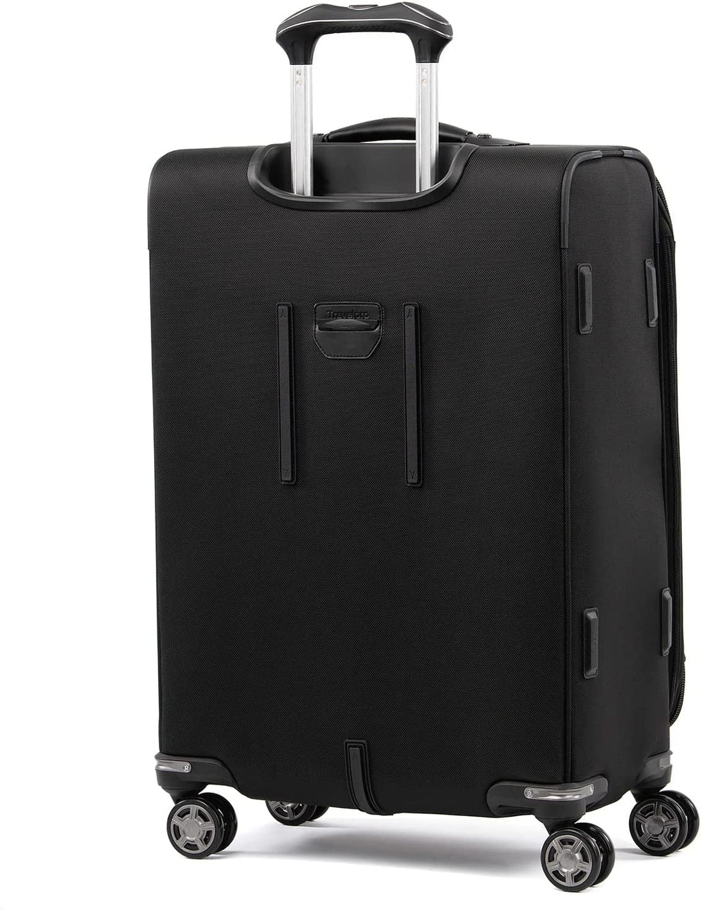 Travelpro Platinum Elite Softside Expandable Checked Luggage, 8 Wheel Spinner Suitcase, TSA Lock, Men and Women, Shadow Black, Checked Medium 25-Inch Checked-Medium 25-Inch Shadow Black