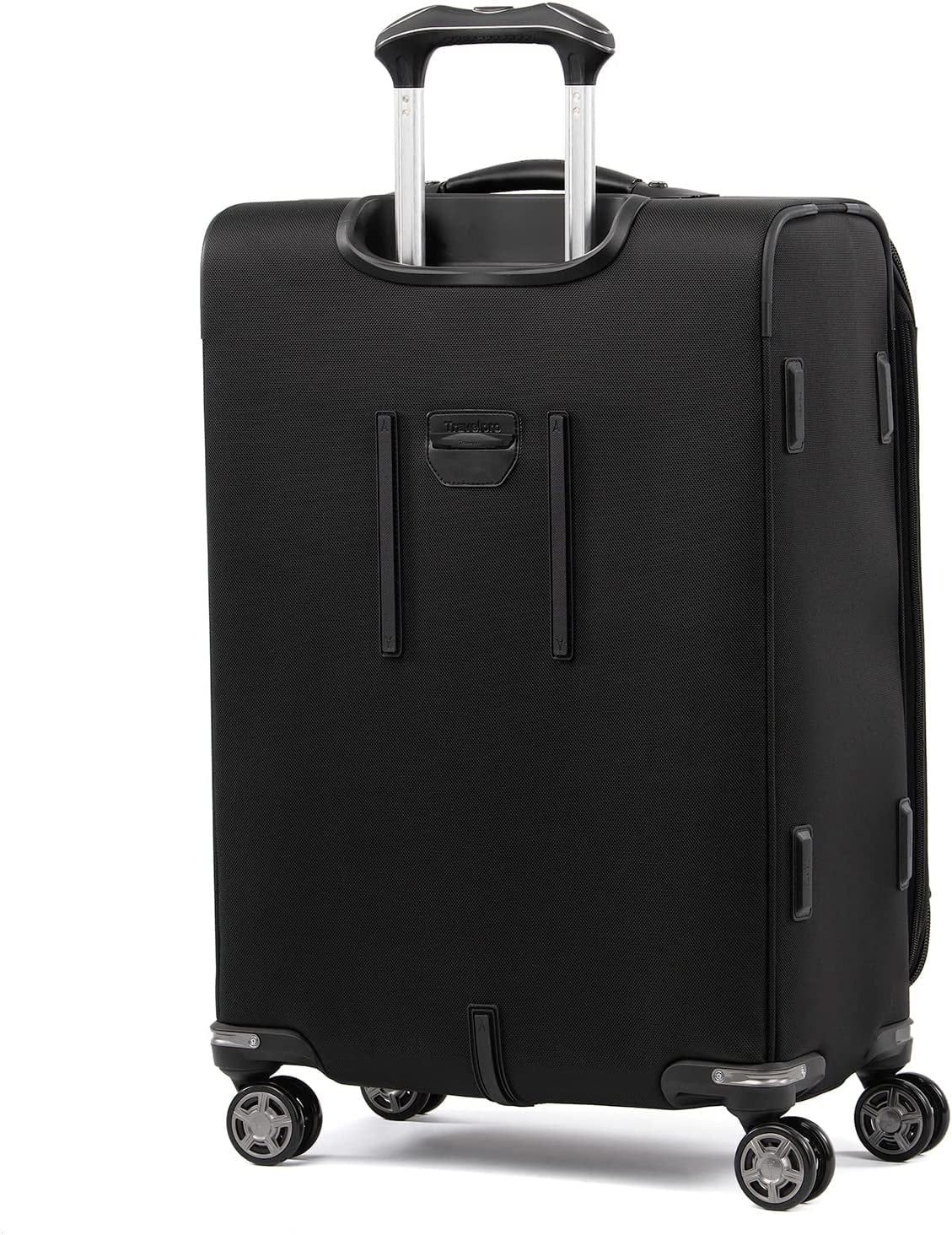 Travelpro Platinum Elite Softside Expandable Checked Luggage, 8 Wheel Spinner Suitcase, TSA Lock, Men and Women, Shadow Black, Checked Medium 25-Inch Checked-Medium 25-Inch Shadow Black