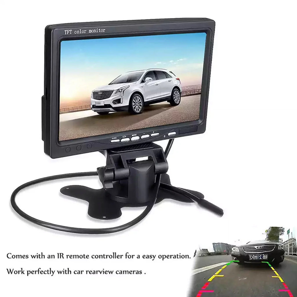 Aibecy 7 Inch HD Monitor Display Display TFT Car Monitor Monitor HD 1024x600 Display AV Input Built-in Speaker For Trucks Bus RV Trailer Reverse Rear View Backup Camera