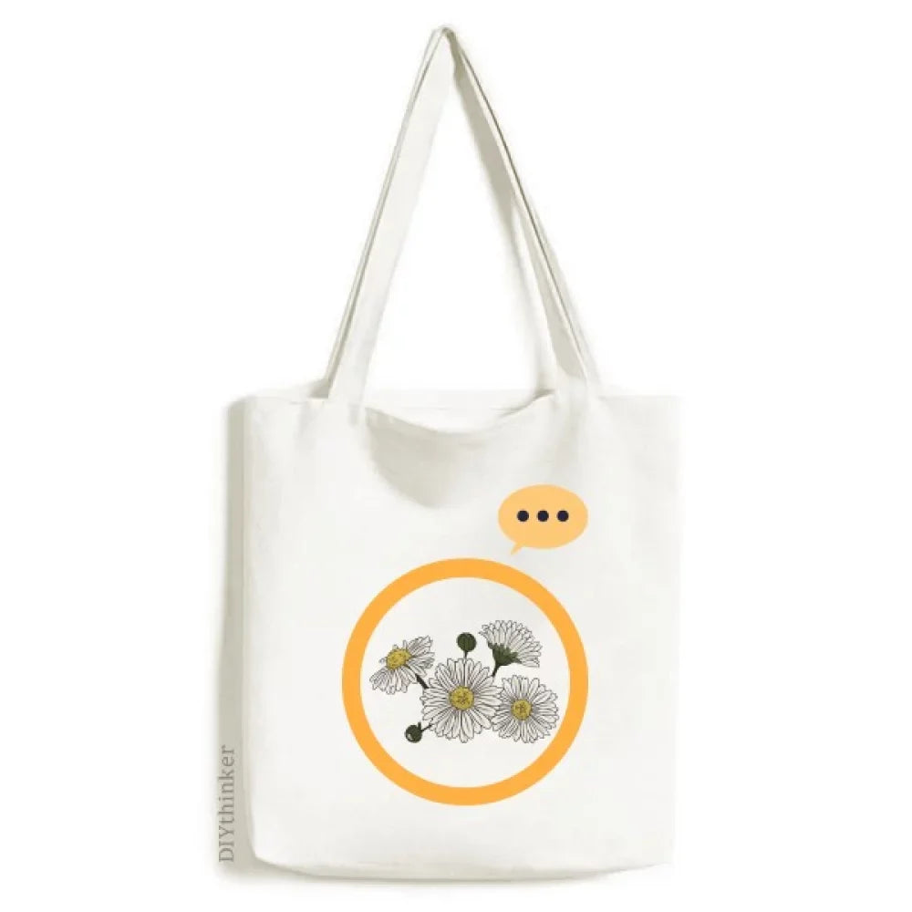 Flower White Chrysanthemum Expression Sack Canvas Tote Shoulder Bag