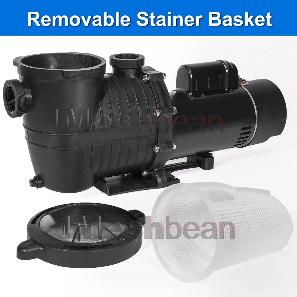 iMeshbean In-ground Swimming Pool Pump, 1.5HP Motor 110V-230V, 6000GPH, Head Max 69FT, for Above Ground Swimming Pool and Inground Pool Liquid Circulation, w/ Strainer Basket