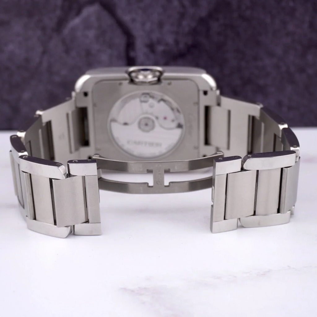 Cartier Tank Anglaise 37mm by 49mm Stainless Steel Mens Watch Silver Dial 3507