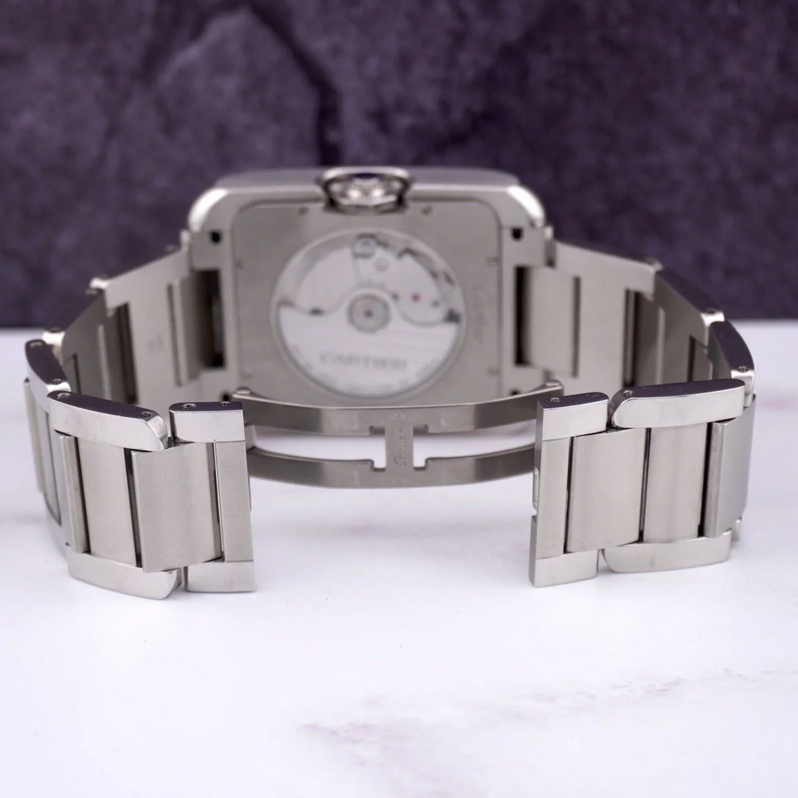 Cartier Tank Anglaise 37mm by 49mm Stainless Steel Mens Watch Silver Dial 3507
