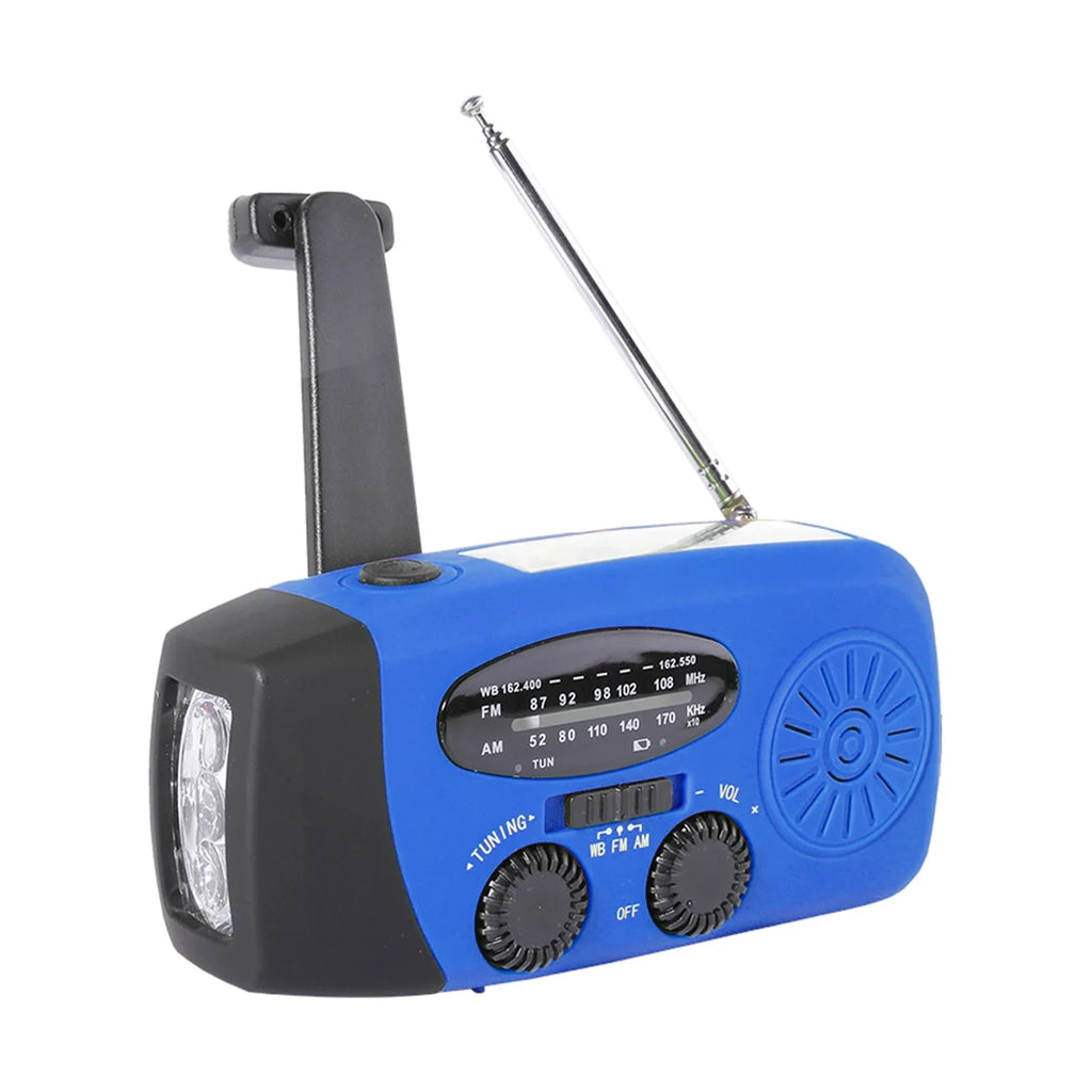 OWSOO Hand Crank Solar Weather AM / / NOAA Weather Rechargeable Portable Bank with Solar Charging & Hand Crank & Battery Operated Flashlight Cell Reading Lamp for Camping Hiking Adve