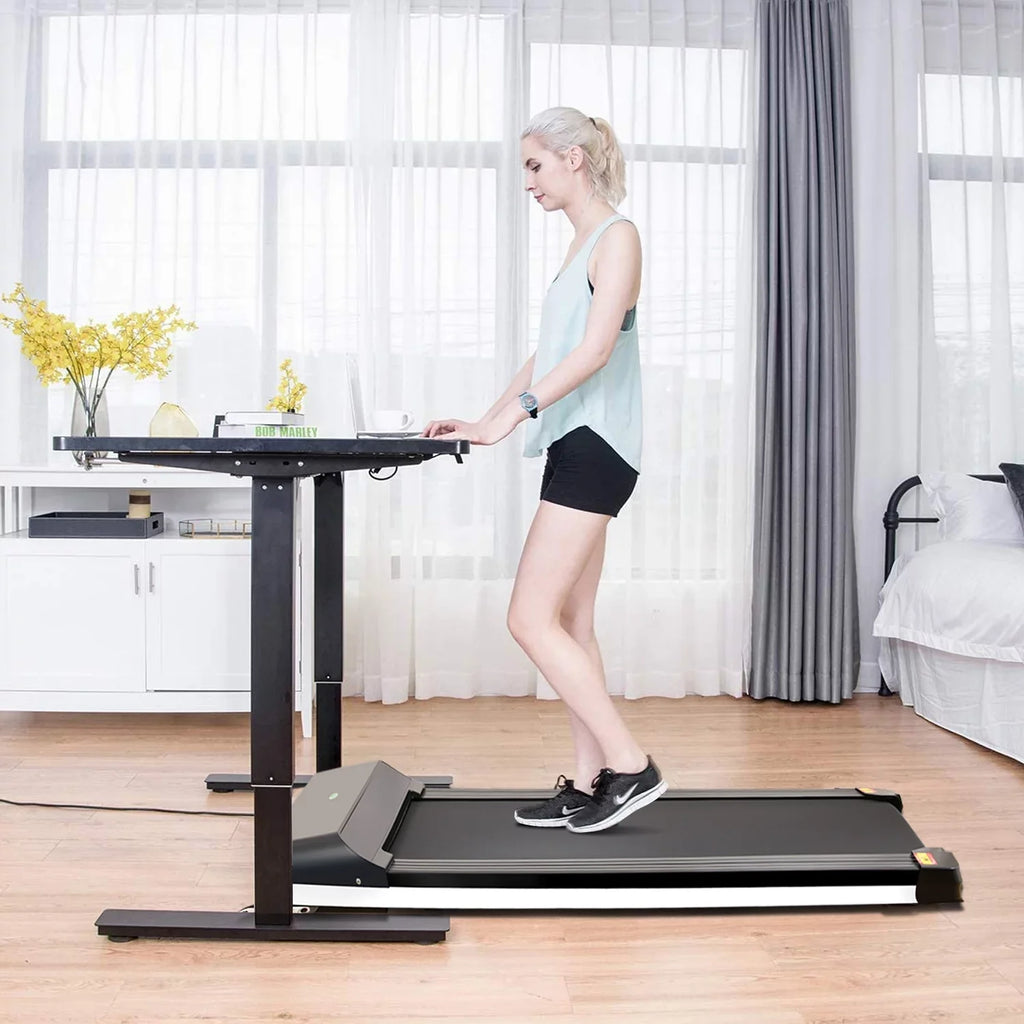 Portable Treadmill Under Desk Walking Pad Flat Slim Treadmill with LDE Display & Sport APP, Running Machine for Apartment and Small Space without Assembling Black