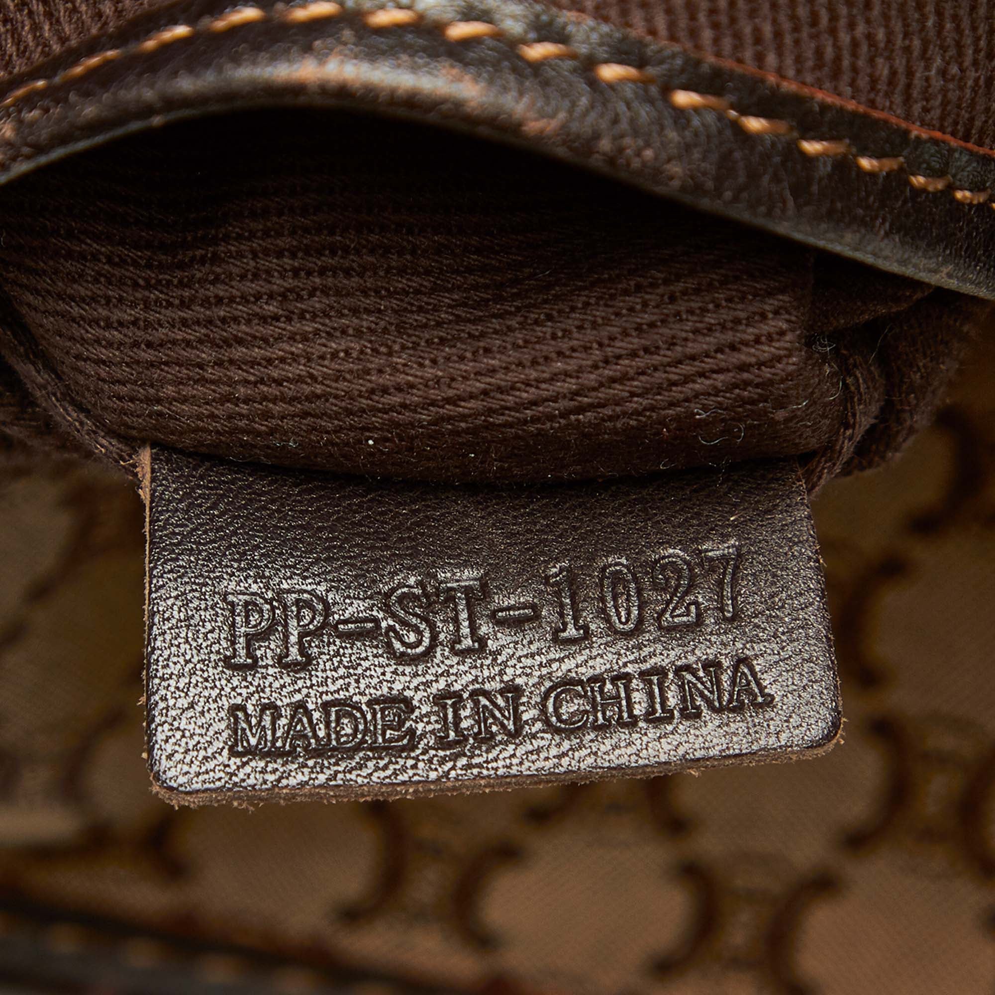 Pre-Owned Authenticated Celine Macadam Handbag Canvas Fabric Brown Top HandleBag Women (Good)