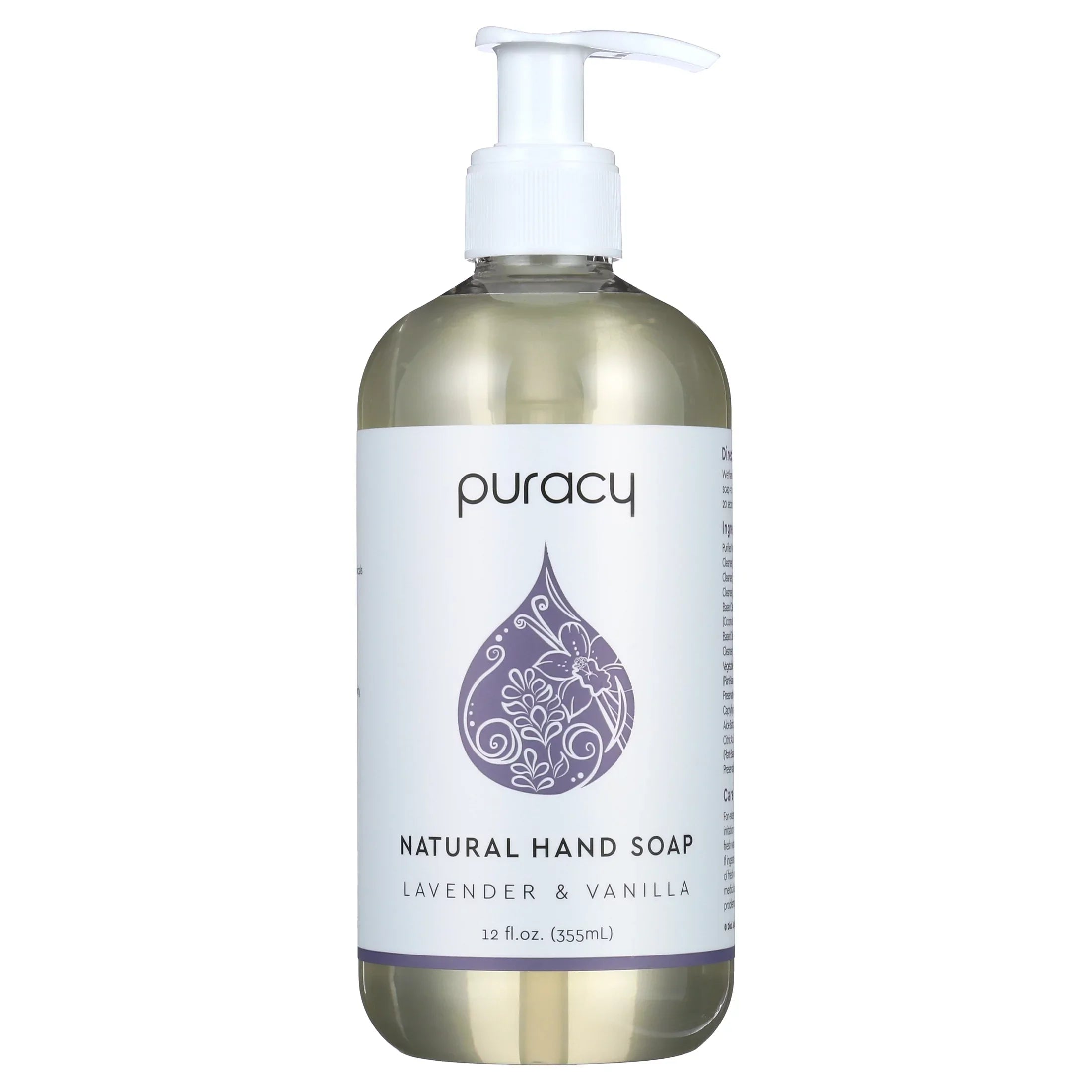 Puracy Natural Liquid Hand Soap Lavender & Vanilla 3 x 12oz