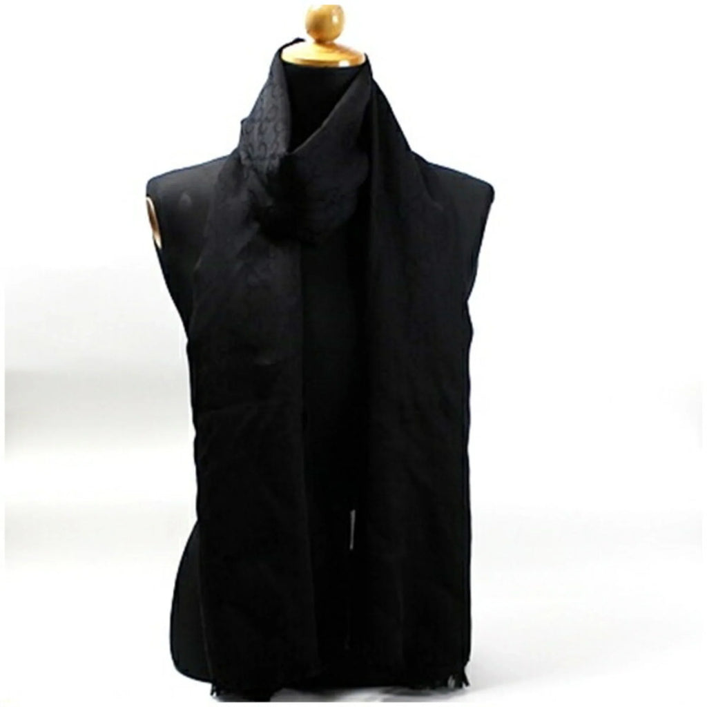 Pre-Owned Gucci Wool x Silk Stole Shawl Rectangular Black GG Pattern 165904 GUCCI Women's (Good)
