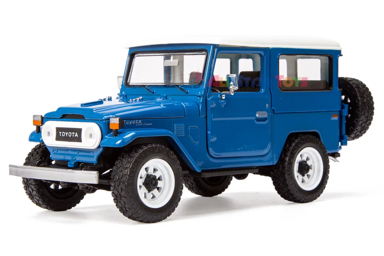 All Star Toys Exclusive Toyota Land Cruiser FJ40 Royal Blue with Custom Off-Road Wheels 1/24 Diecast Model by Motormax 79323 FJ Cruiser J40