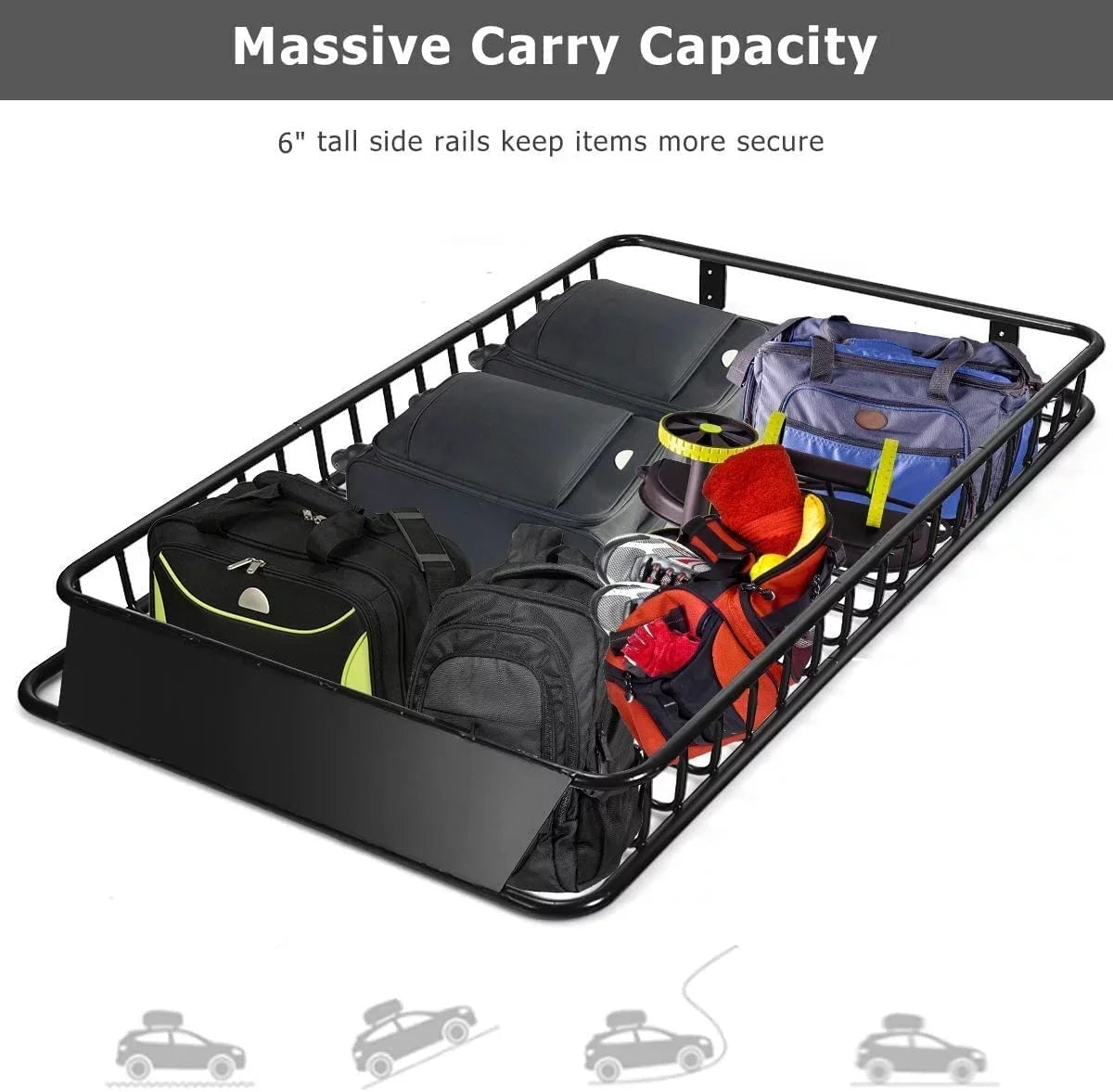 64" x 39”x 6” Roof Rack Cargo Basket with Extension, Universal Rooftop Cargo Carrier with 150lb Capacity, Car Top Luggage Holder Carrier for SUV, Truck