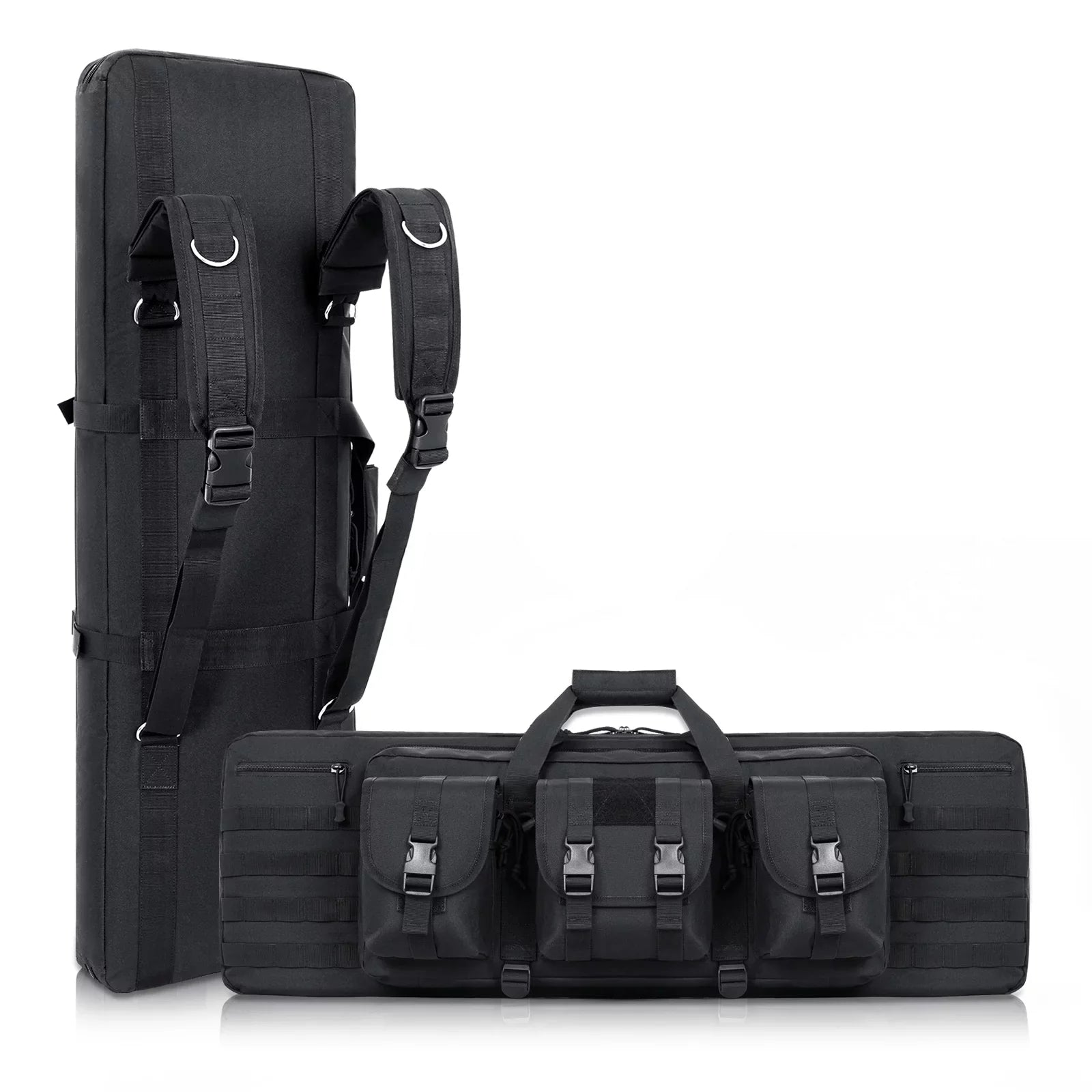 Wossspt Gun Bag Soft Double Gun Case for Outdoors Black 42 Inch
